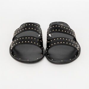 Beast Fashion Womens Studded Slide Sandals Size 8.5 Black Resortwear Summer